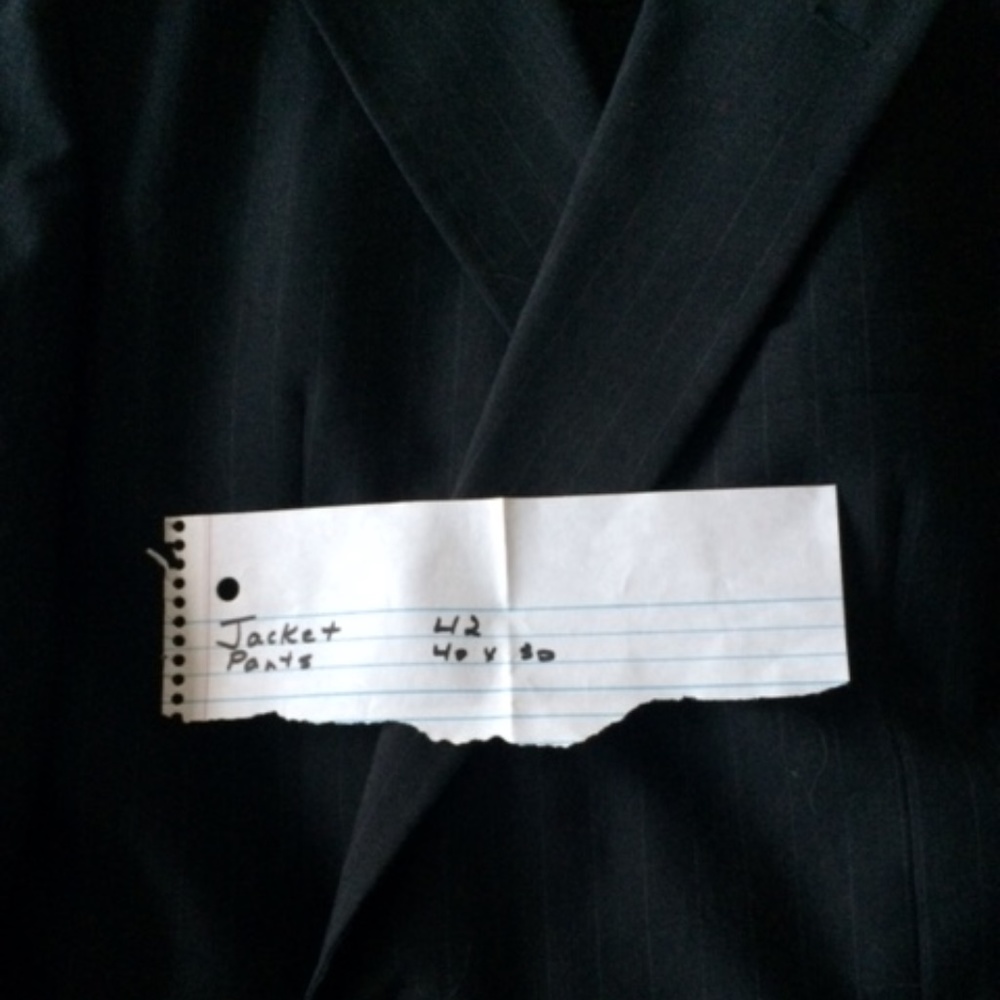 MEN'S SUIT BLACK/DARK CHARCOAL GRAY PINSTRIPE SUIT